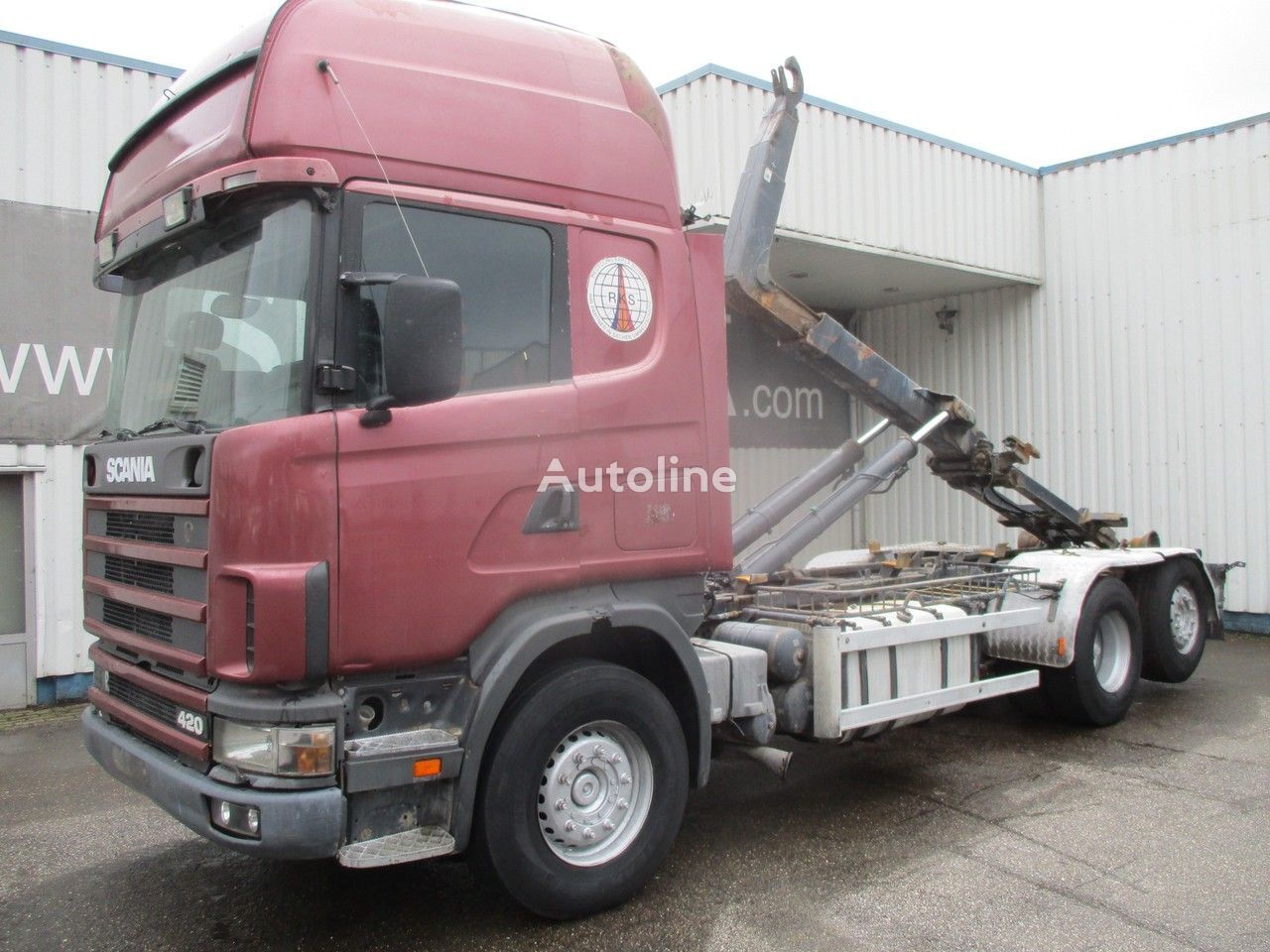 Scania R124-420 6x2 , Manual , Intarder , Airco , haakarm truck kancalı yükleyici