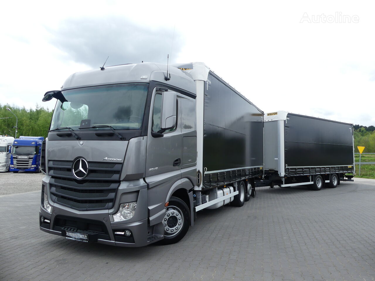 Mercedes-Benz ACTROS 2545 MP4 / EURO 6 / ZESTAW TANDEM 7,70+7,70 / kayar perdeli kasalı kamyon + perdeli römork